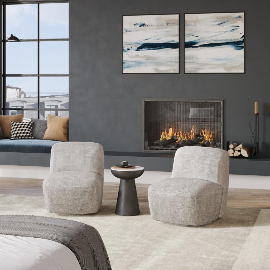 fotel szarobeżowy tapicerowny