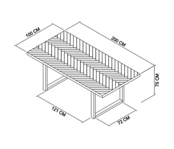 wymiary stołu w jodełkę