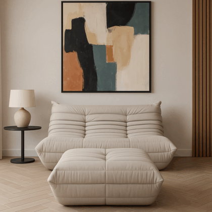 Sofa dwuosobowa z podnóżkiem