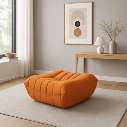 podnóżek tapicerowany pomarańczowy